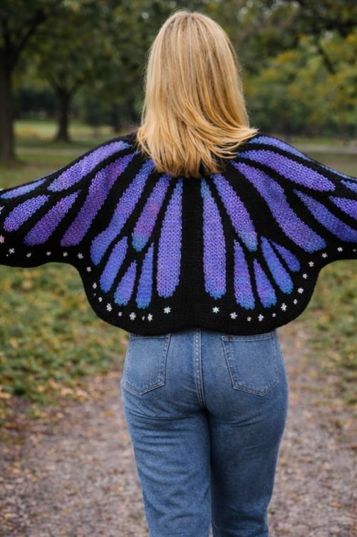 Butterfly Purple Wings Knit Cardigan
