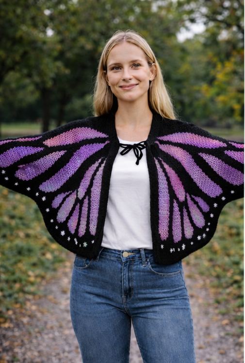 Butterfly Purple Wings Knit Cardigan