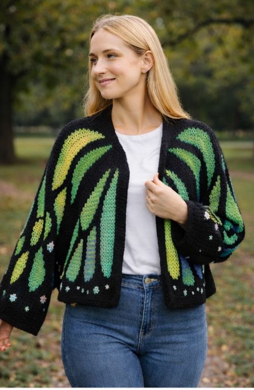 Butterfly Purple Wings Knit Cardigan