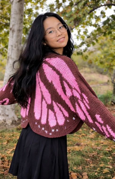 Butterfly Pink Wings Knit Cardigan