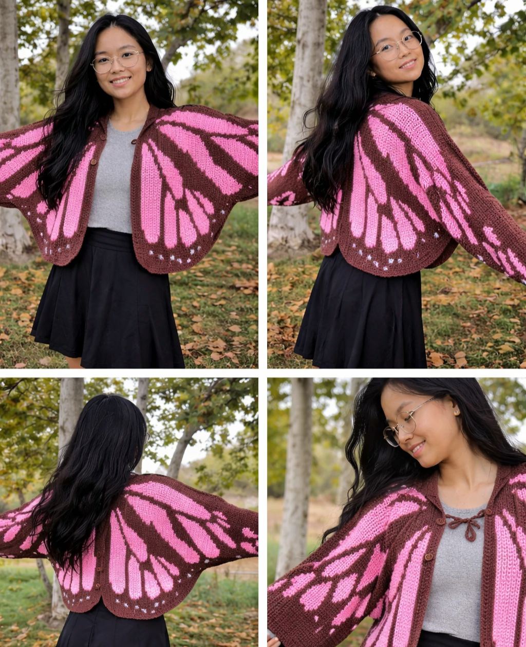 Butterfly Pink Wings Knit Cardigan