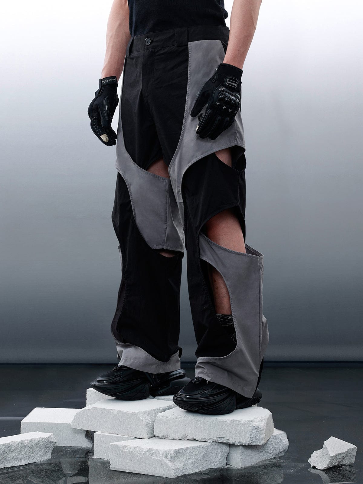 NEV Cut Out Patchwork Pants