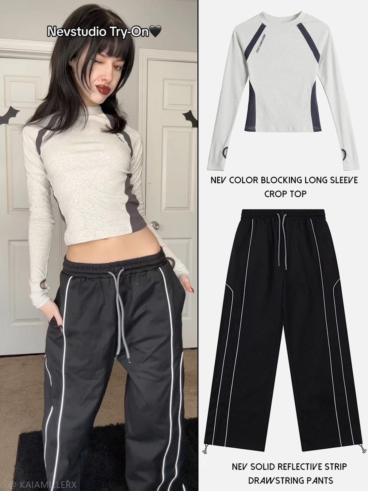 NEV Solid Reflective Strip Drawstring Pants