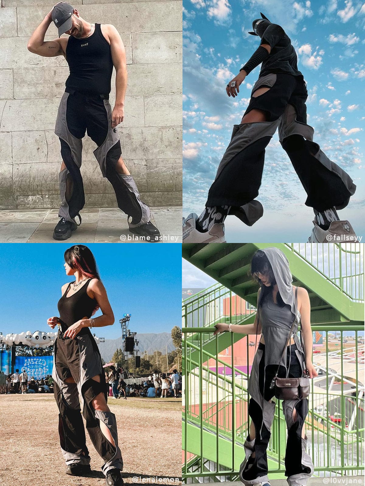 NEV Cut Out Patchwork Pants