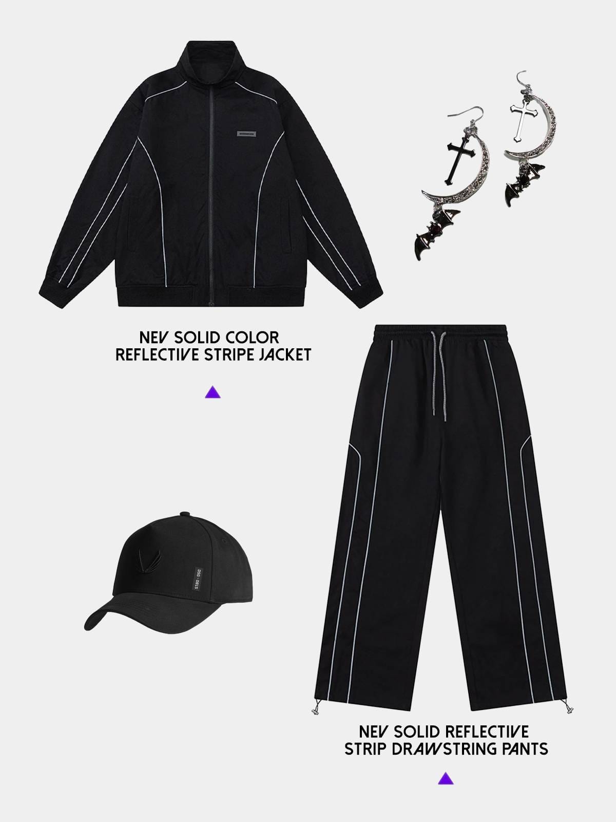 NEV Solid Reflective Strip Drawstring Pants