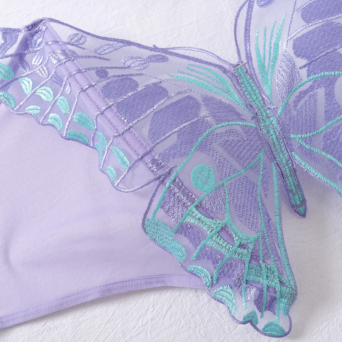 Light Purple Butterfly Embroidered Two-Piece Set