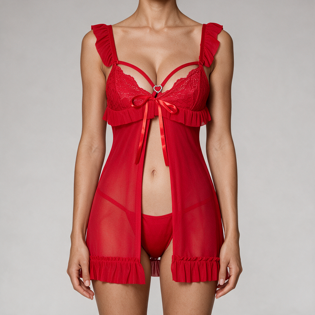 Flame Red Slip Lingerie Set