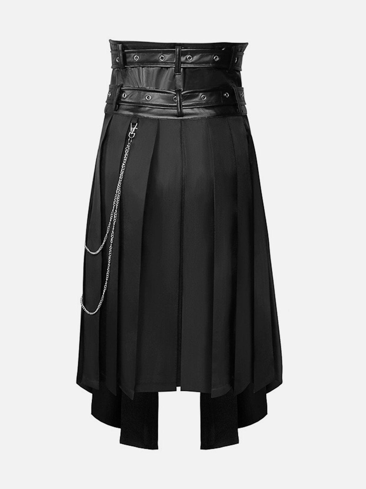 NEV Asymmetric Strappy Chain Pleated Skirt