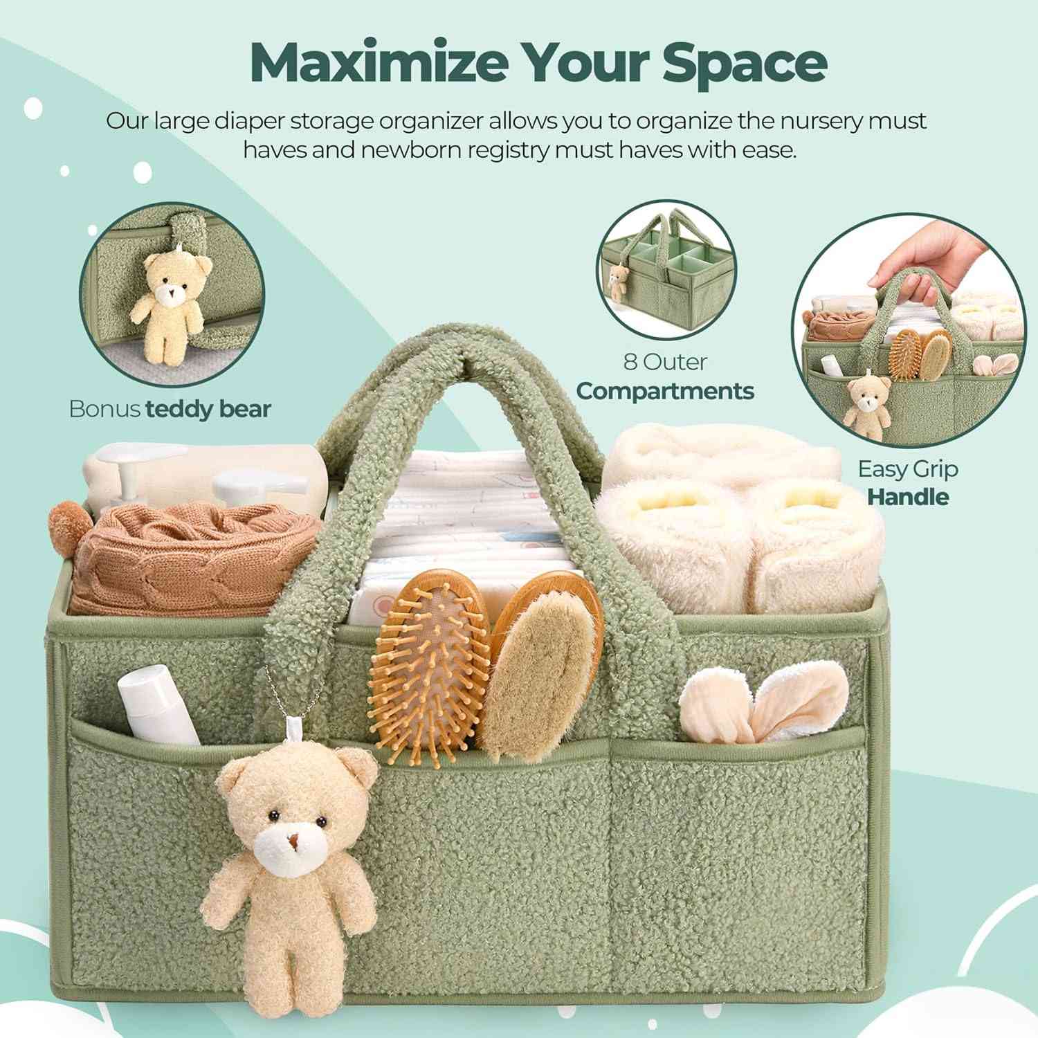 Portable Diaper Caddy - Nursery & Car Storage Organizer