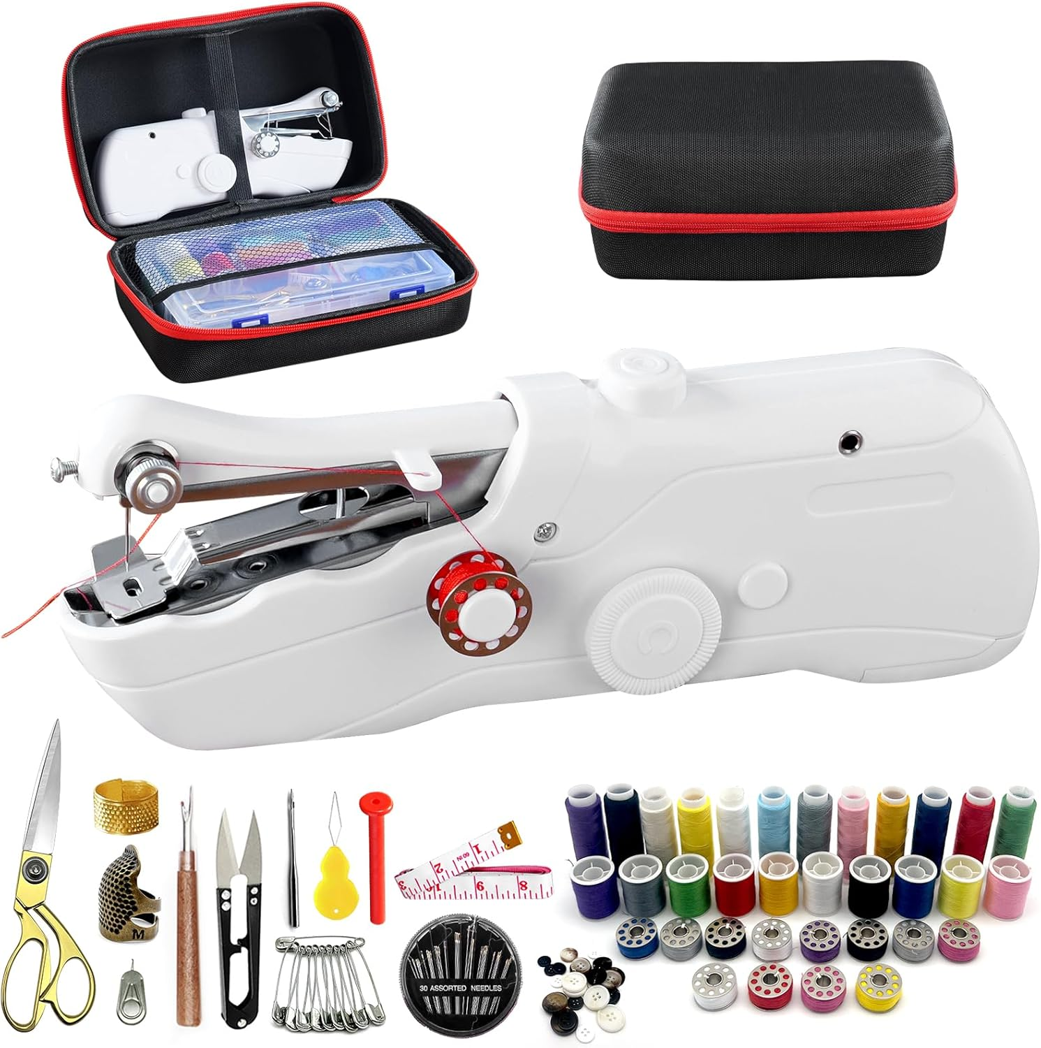 Handheld Portable Cordless Sewing Machine with 109-Piece Sewing Kit, Mini Electric Sewing Machine for Home and Travel Use