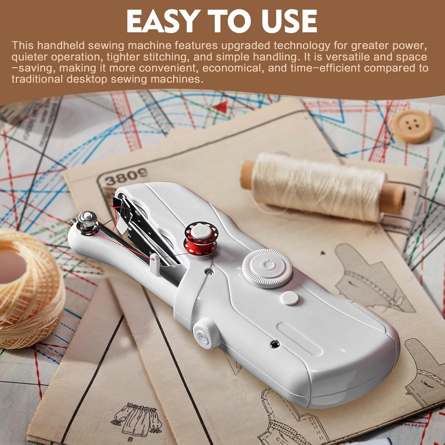 Handheld Portable Cordless Sewing Machine with 109-Piece Sewing Kit, Mini Electric Sewing Machine for Home and Travel Use