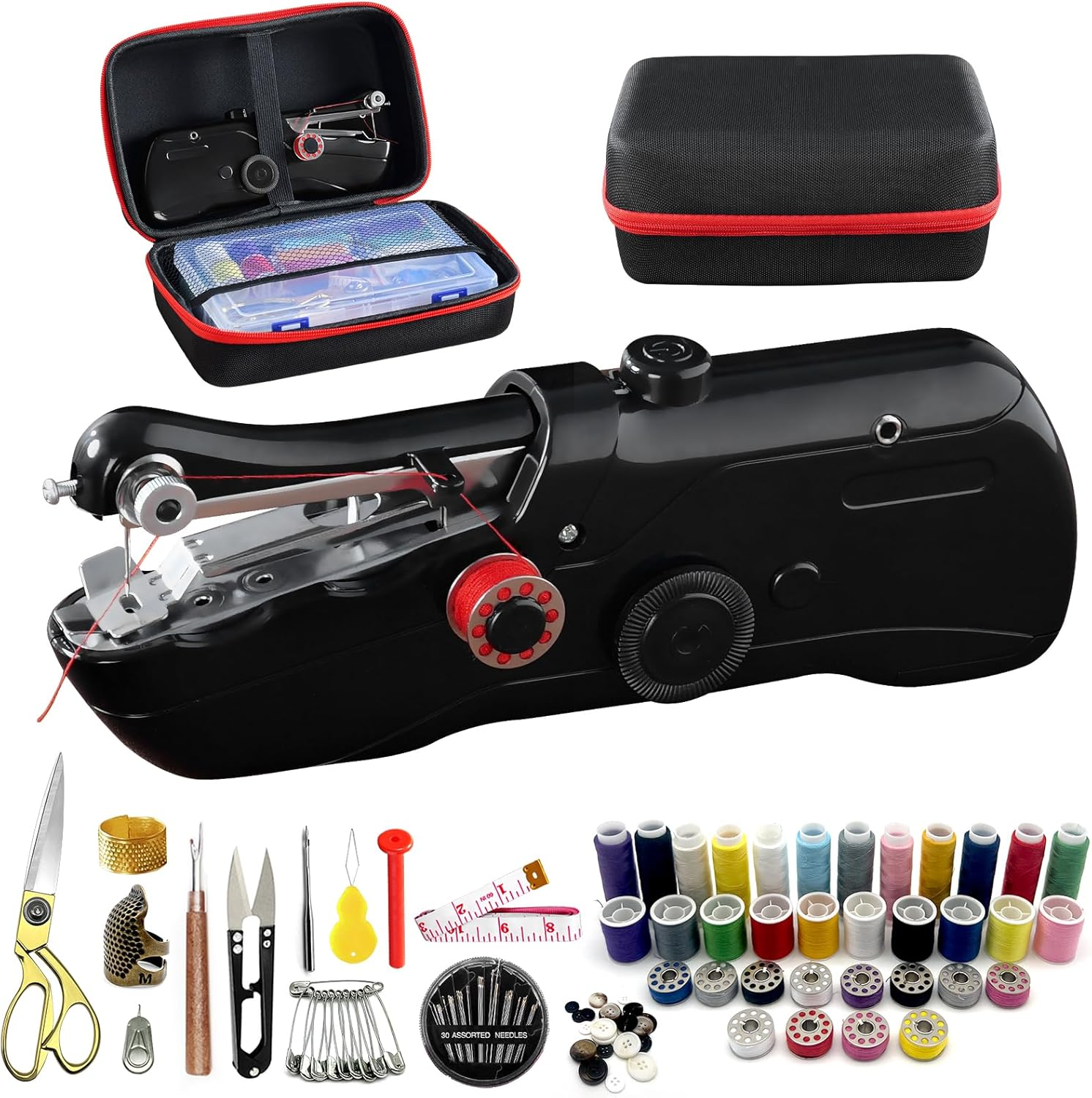 Handheld Portable Cordless Sewing Machine with 109-Piece Sewing Kit, Mini Electric Sewing Machine for Home and Travel Use