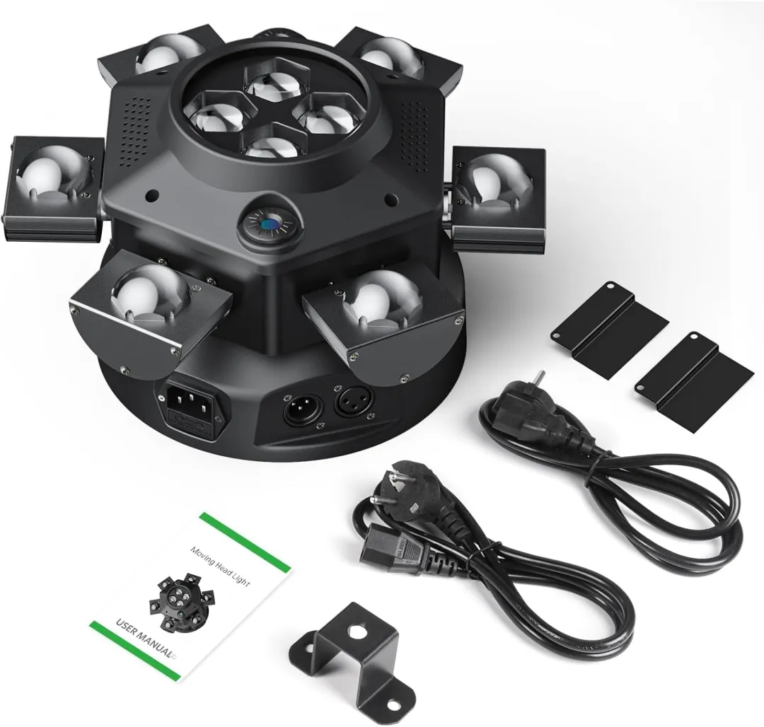 4-in-1 Moving Head Stage Light – RGBW Beam, Bee Eye Effect & Strobe Party Lighting