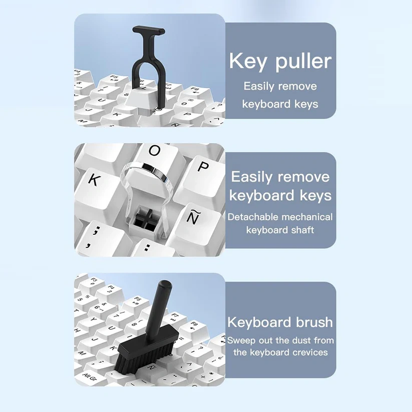 Non-slip keyboard wrist rest with 22-piece cleaning kit