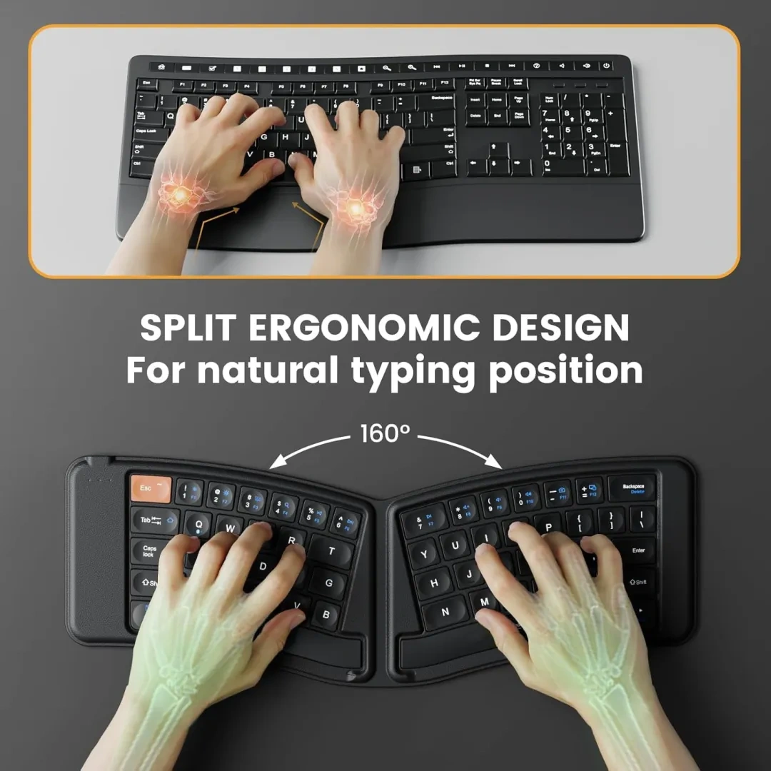 Ergonomic 360° Foldable Bluetooth Keyboard