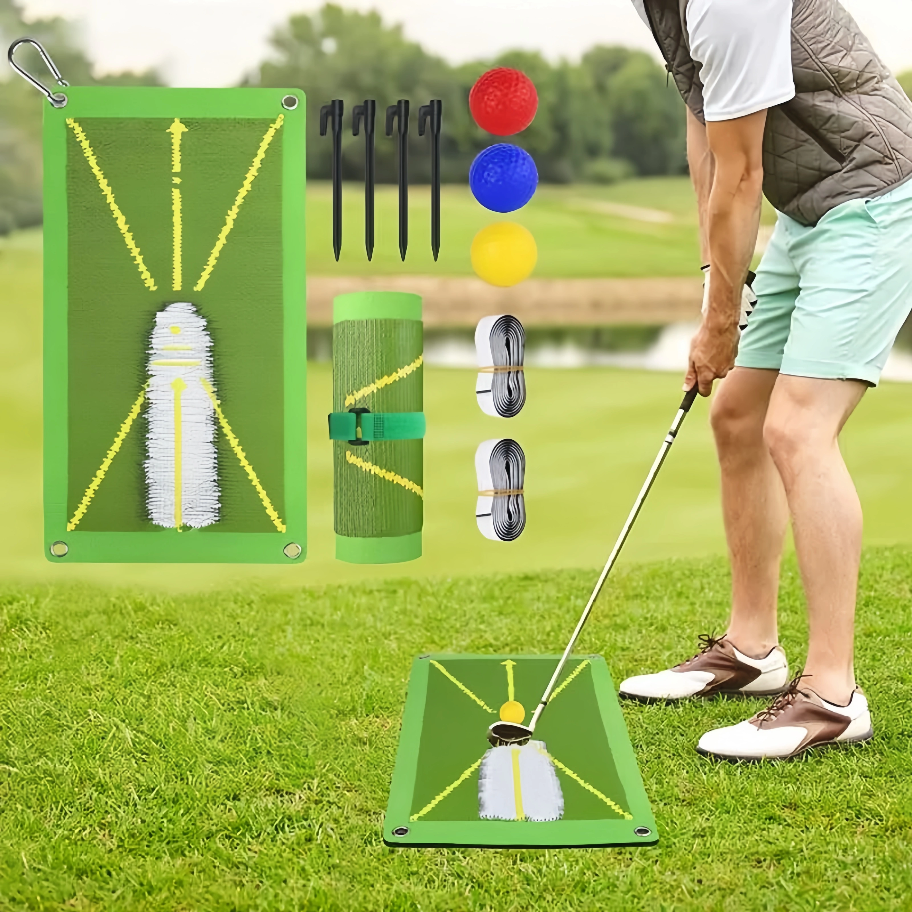 Golf Swing Tracking Practice Mat Set