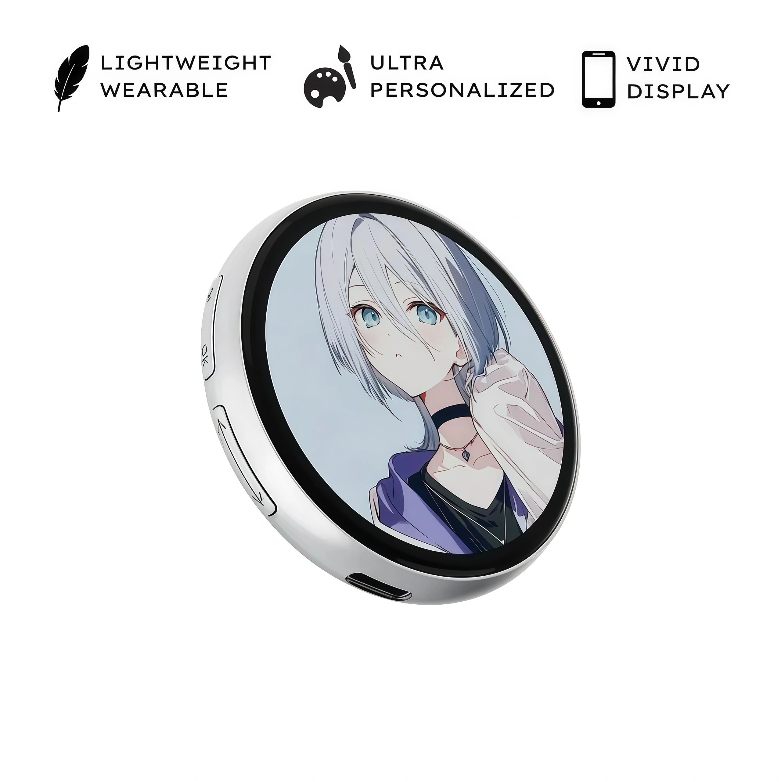 Digital Display Badge – Customizable Touchscreen Pin for Photos, GIFs, and Animations