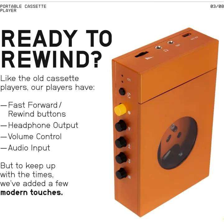 Portable Cassette Player – Record Your Own Mixtapes & Enjoy Wireless Bluetooth Playback Anytime