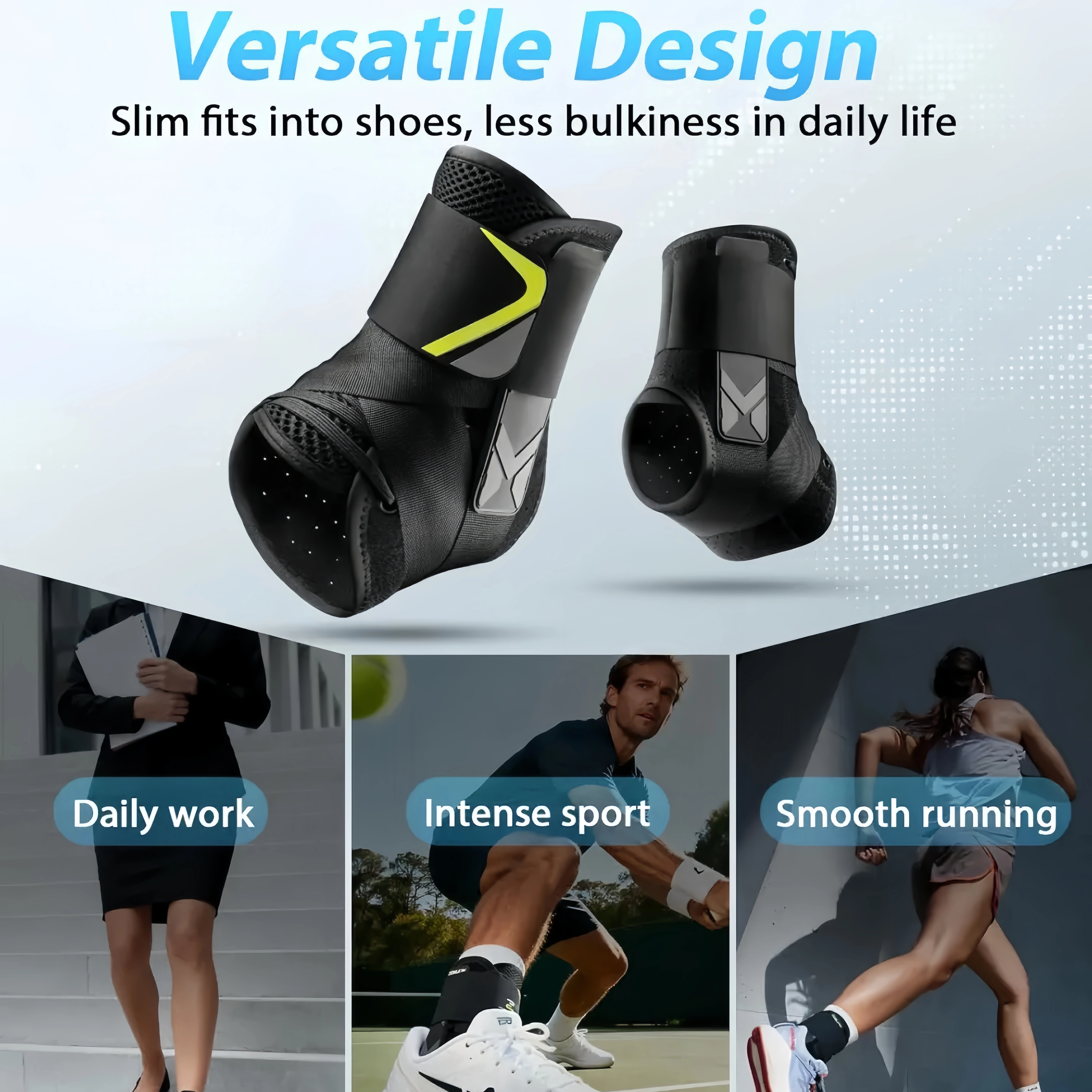 Quick-tie ankle brace with side stabilizing pads