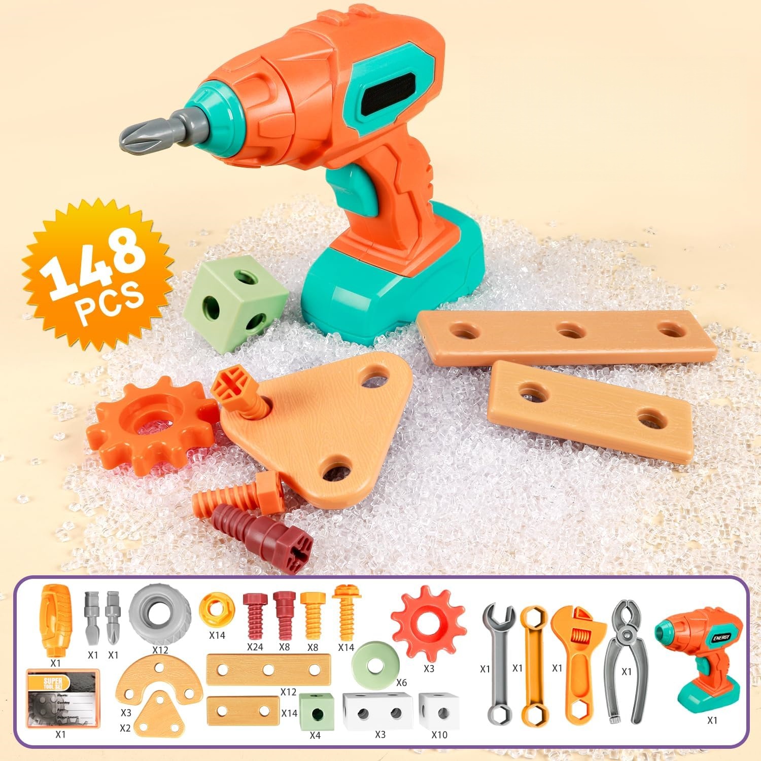 148 PCS Kids Tool Kit with Drill – Engaging STEM Learning