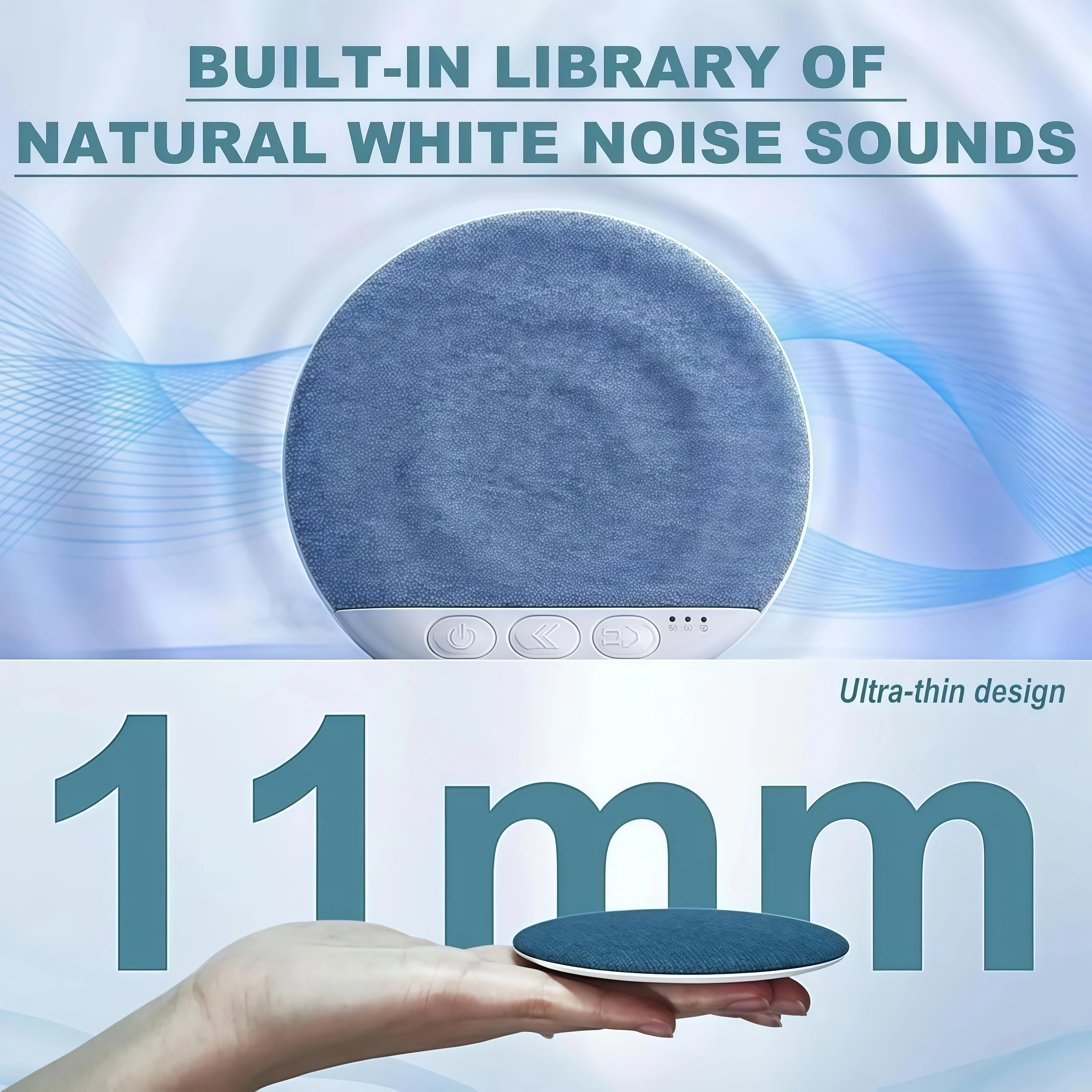 Ultra-Thin Bluetooth Pillow Speaker with White Noise and Sleep Timer, Built-in CD Player