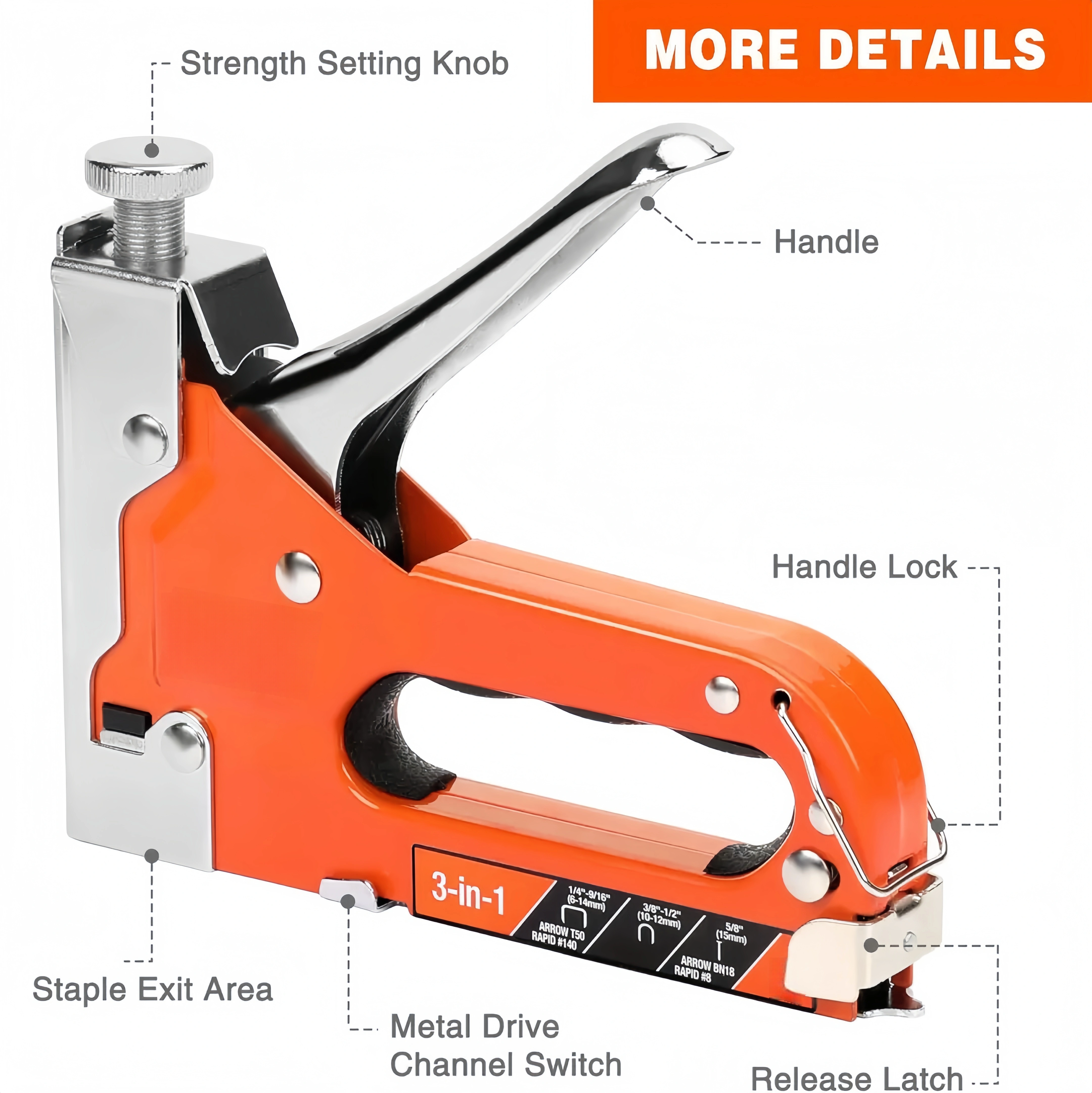 Heavy Duty 3-in-1 Manual Stapler with 600 Staples