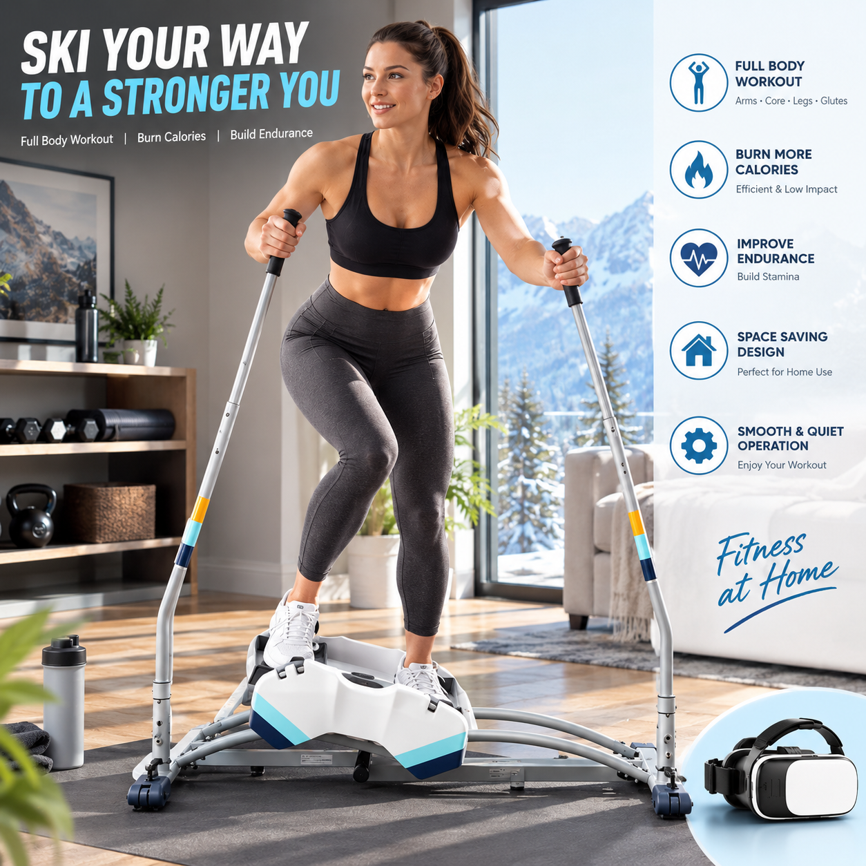 Indoor Ski Training Machine – Full Body Balance & Cardio Workout Equipment