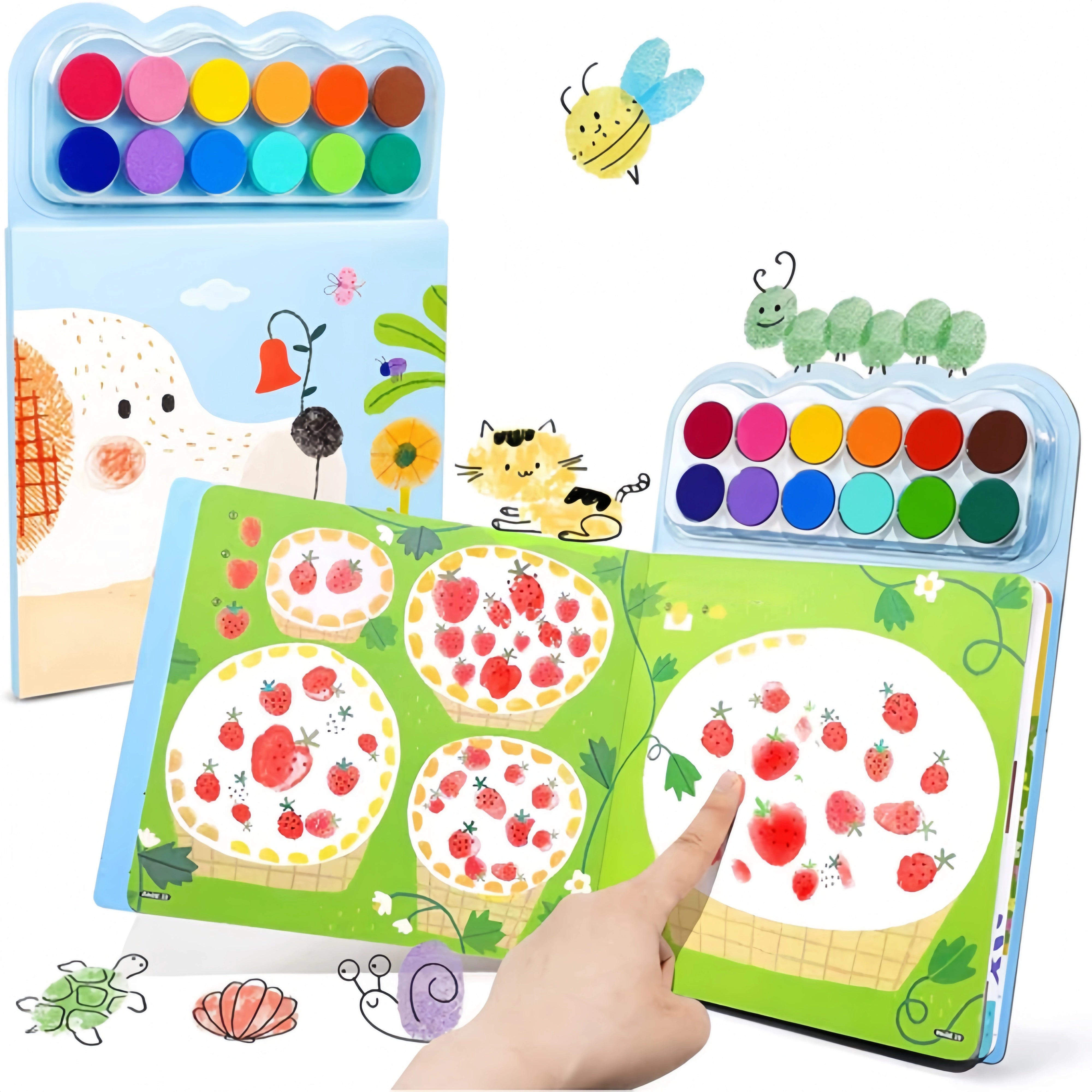 Fingerprint Coloring Book for Kids – 12 Colors Finger Painting Activity Book