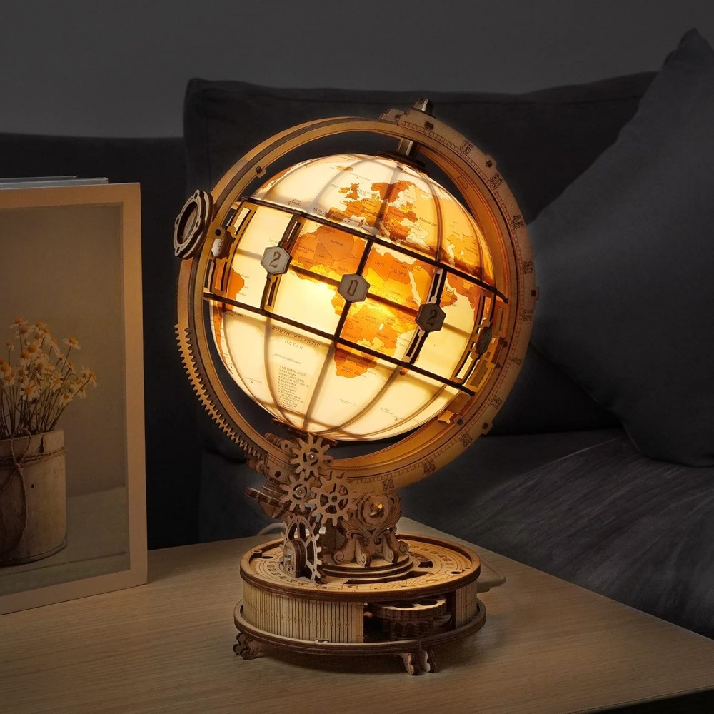 LED 3D Wooden Globe Kit – Assemble, Light Up, and Display Your Globe, Ideal Gift for Any Occasion