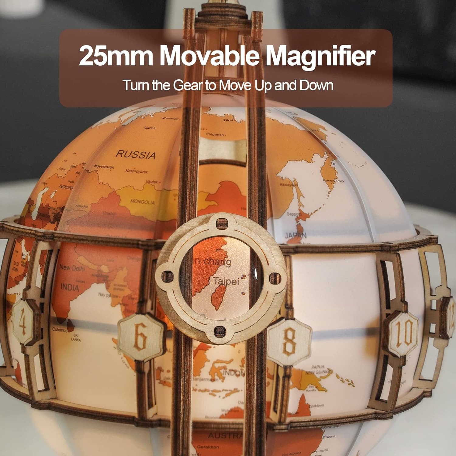 LED 3D Wooden Globe Kit – Assemble, Light Up, and Display Your Globe, Ideal Gift for Any Occasion