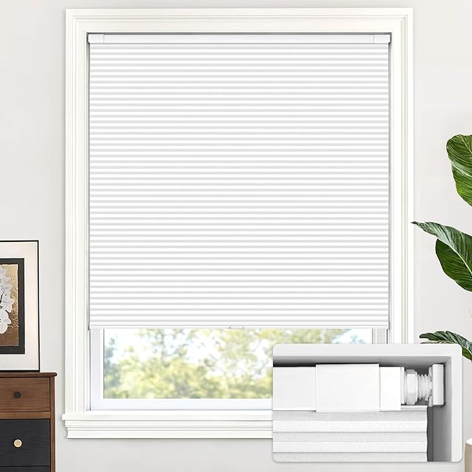 Cordless honeycomb blinds can be installed without tools or drilling
