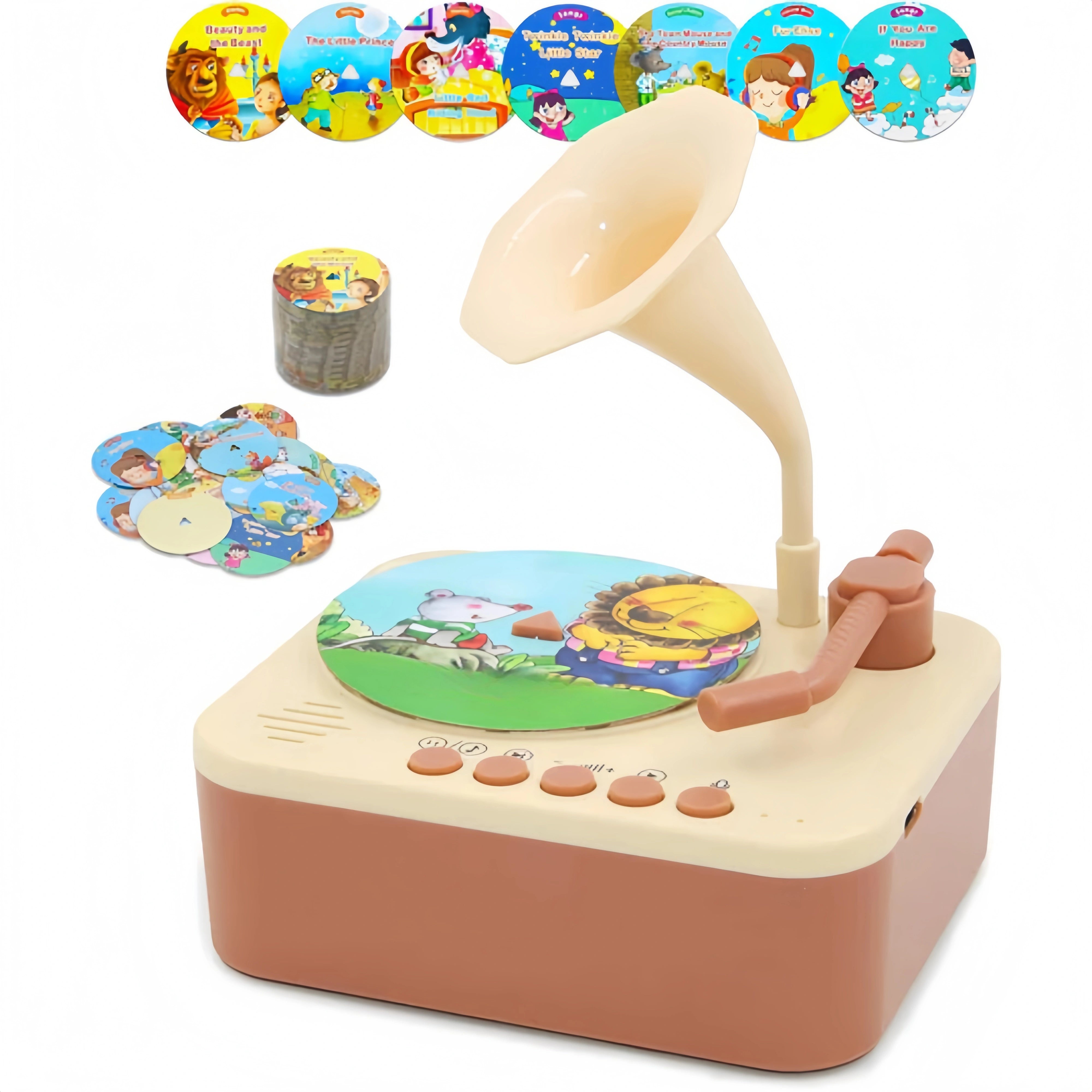 Kids Gramophone Interactive Toddler Toy – Storytelling Record Player with 96 Cards