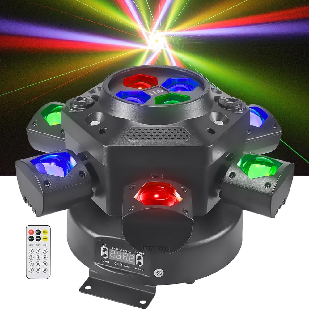 4-in-1 Moving Head Stage Light – RGBW Beam, Bee Eye Effect & Strobe Party Lighting