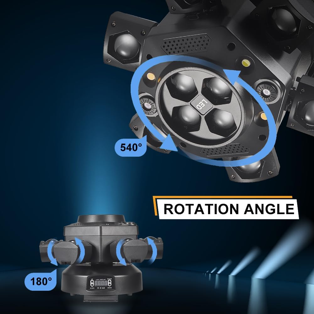 4-in-1 Moving Head Stage Light – RGBW Beam, Bee Eye Effect & Strobe Party Lighting