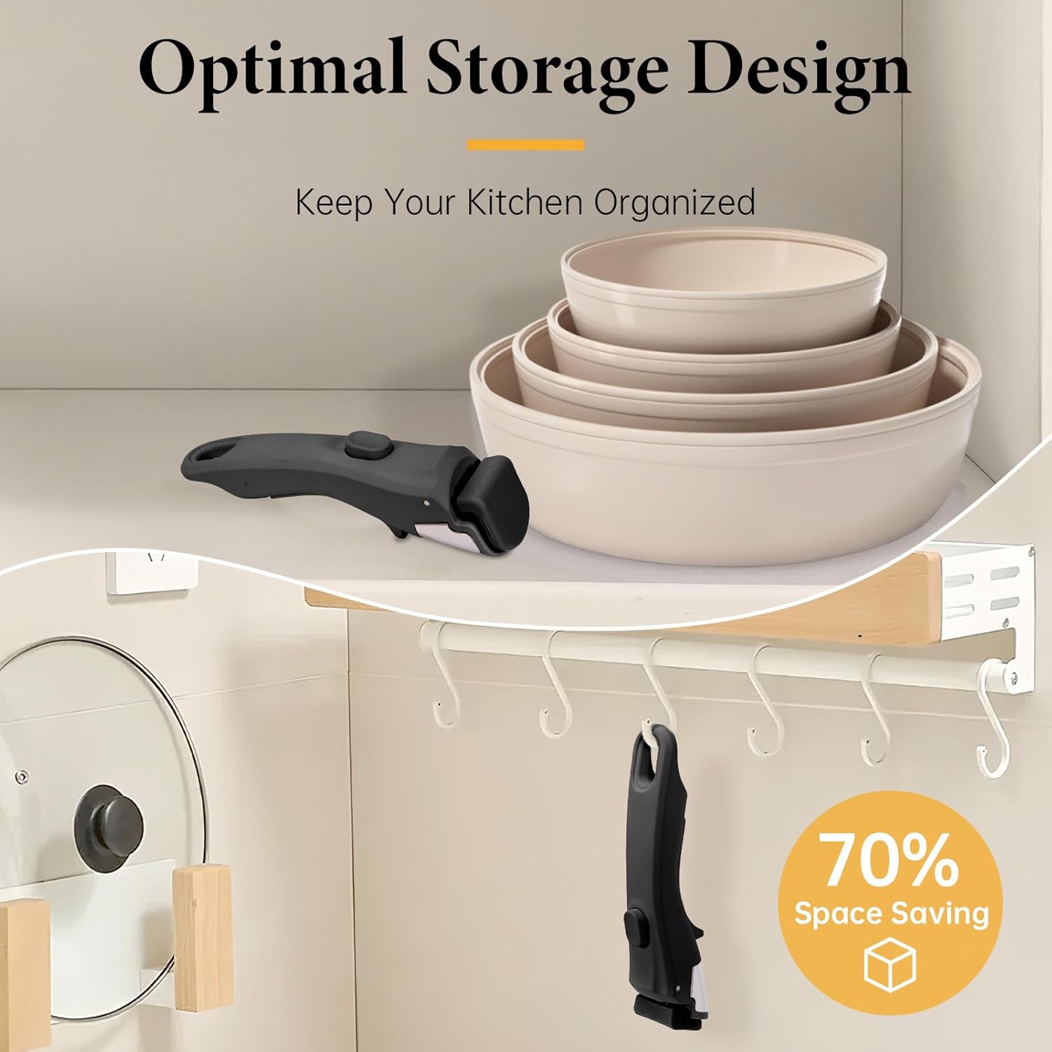 Detachable Cookware Handle with Spatula Rack and Oil Drip Mat – Heat-Resistant