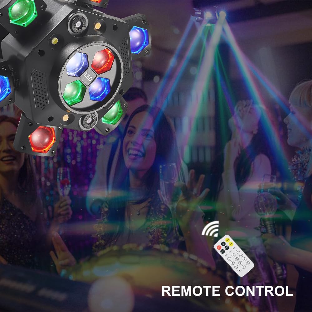 4-in-1 Moving Head Stage Light – RGBW Beam, Bee Eye Effect & Strobe Party Lighting