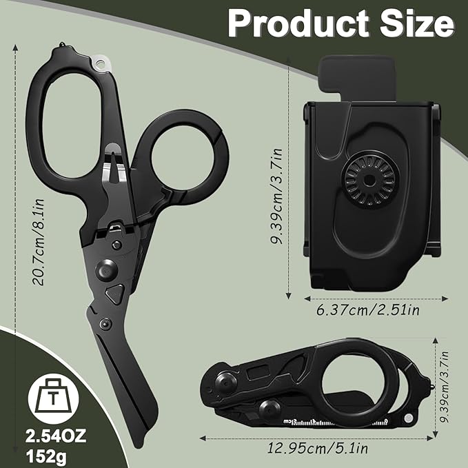 The trauma scissors are foldable (but do not come with a compatible sheath)