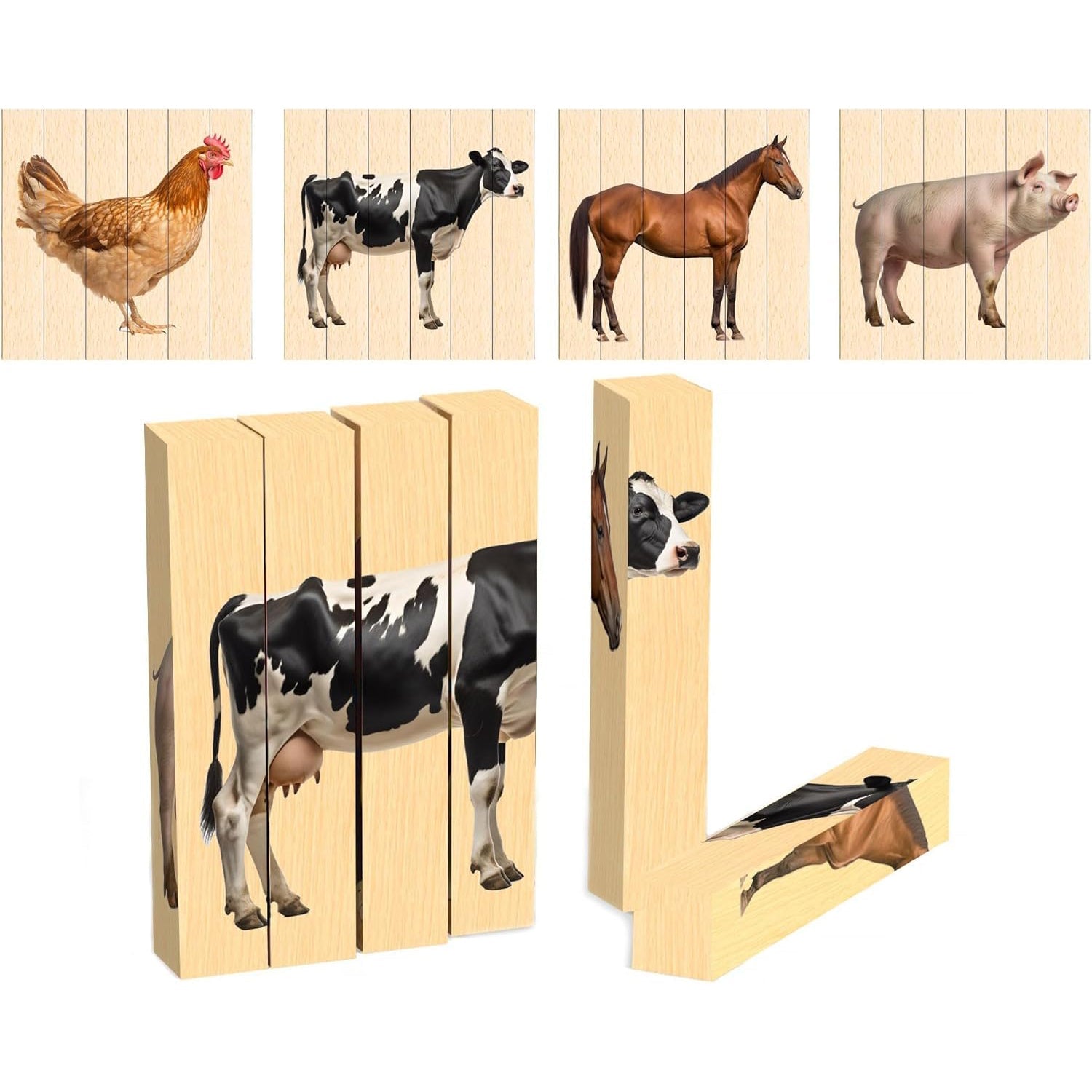 Wooden Animal Chunky Puzzles for Toddlers 2 Plus Years