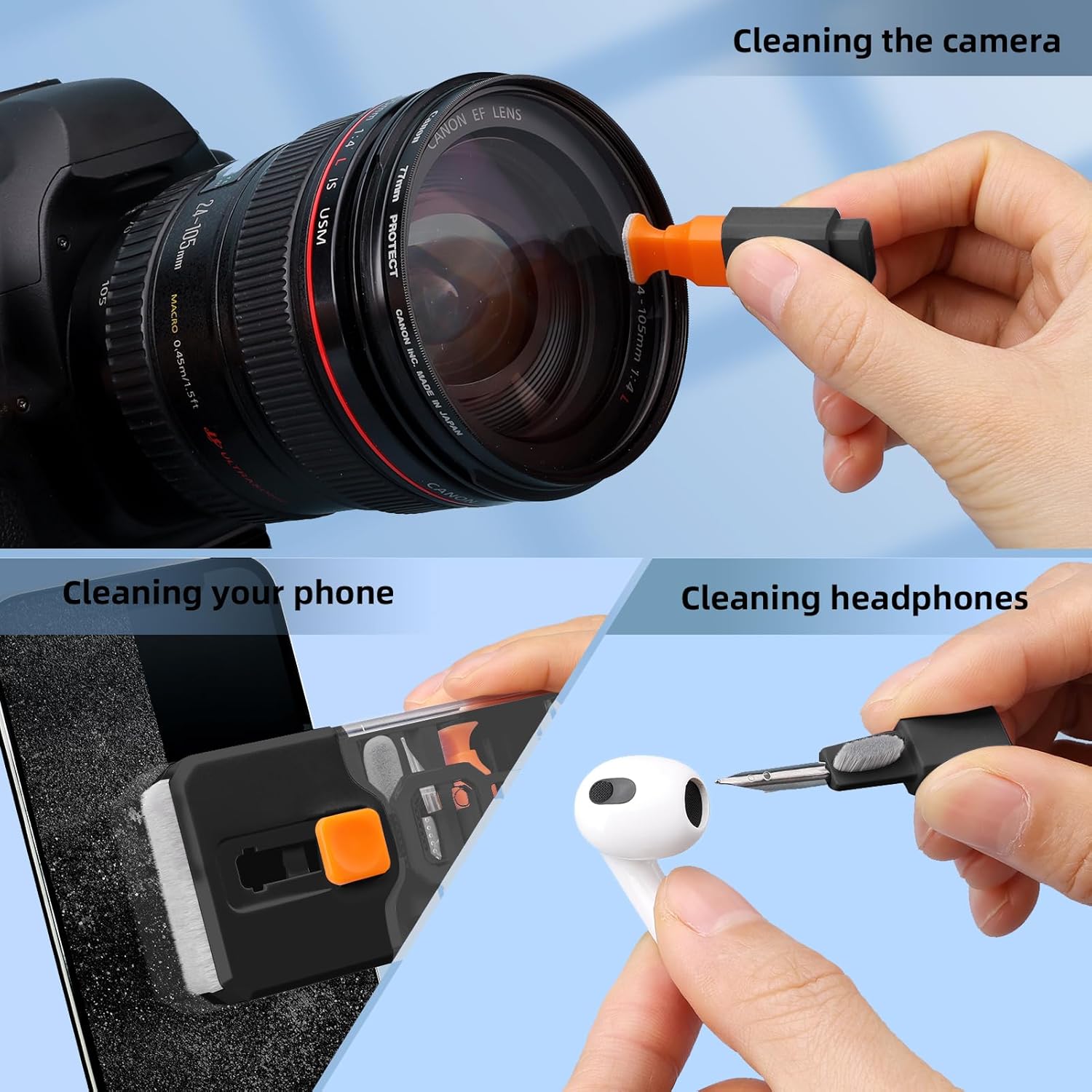 Multifunctional computer screen cleaning brush tool