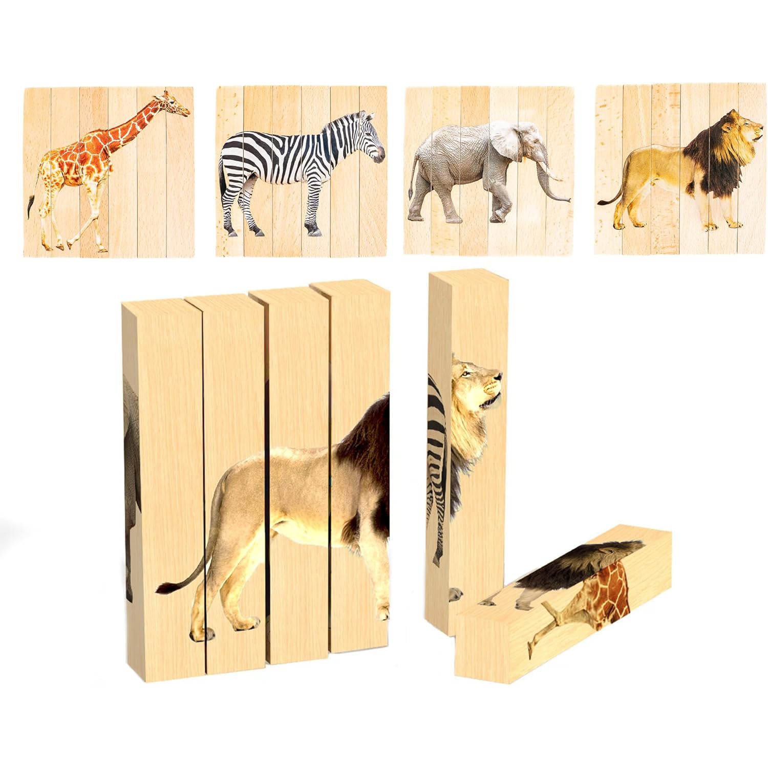 Wooden Animal Chunky Puzzles for Toddlers 2 Plus Years