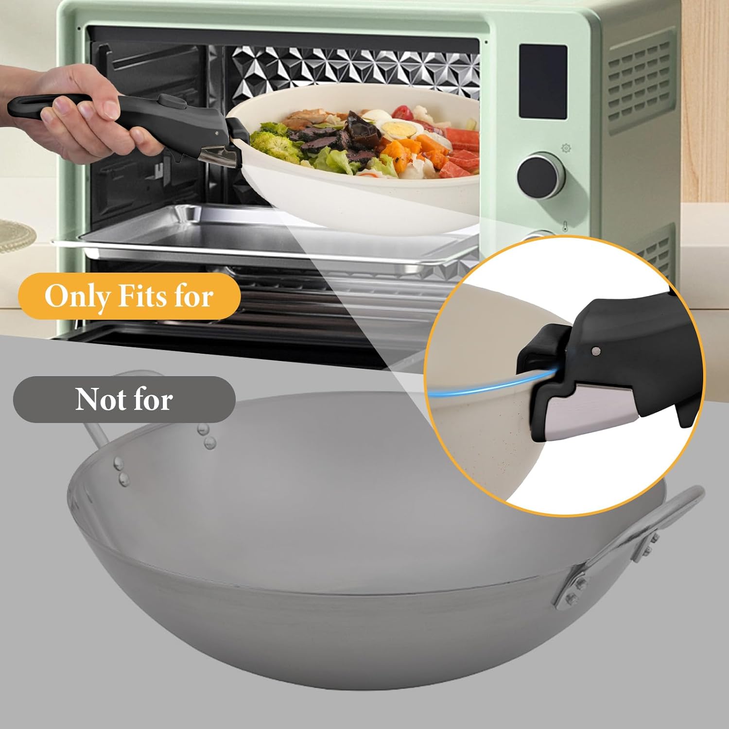 Detachable Cookware Handle with Spatula Rack and Oil Drip Mat – Heat-Resistant