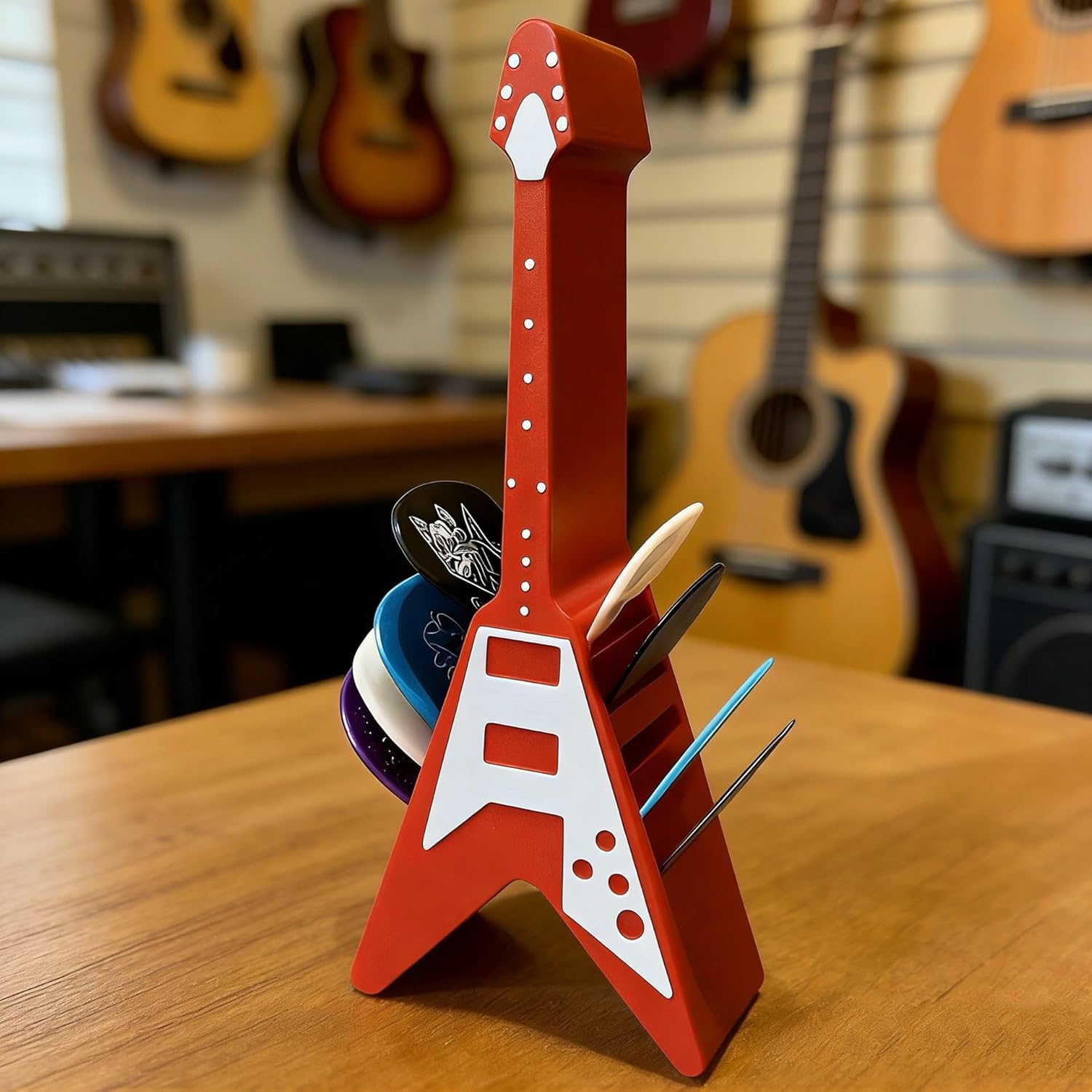 3D Printed Guitar Pick Holder Set – Amp Style Storage & Guitar Stand Combo