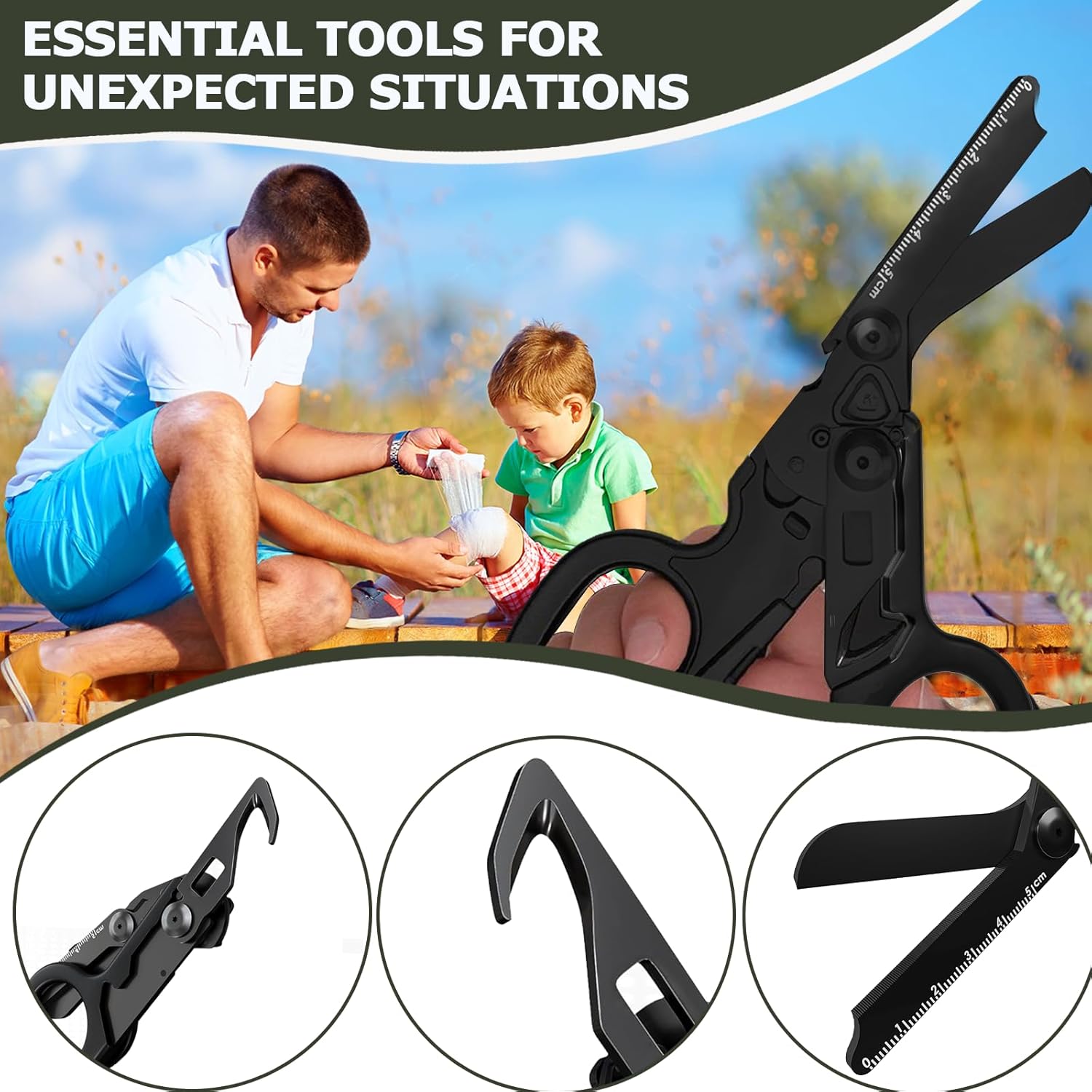 The trauma scissors are foldable (but do not come with a compatible sheath)