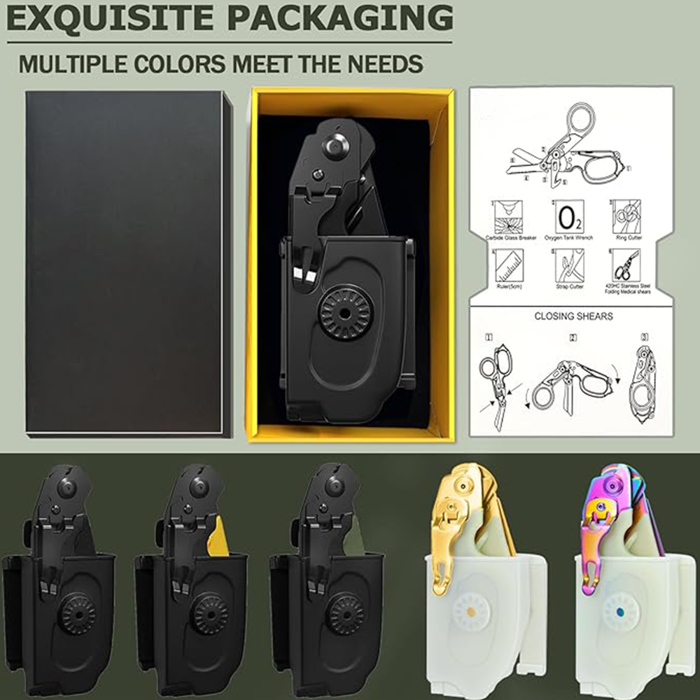 The trauma scissors are foldable (but do not come with a compatible sheath)