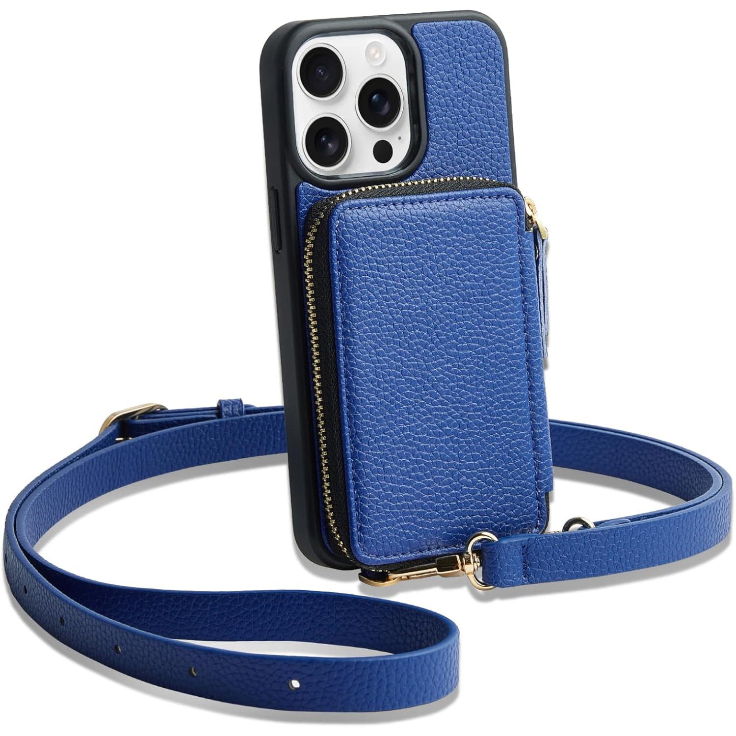 Wallet Case Crossbody – Card Holder Phone Purse with Wrist Strap, Blocking Zipper Cover