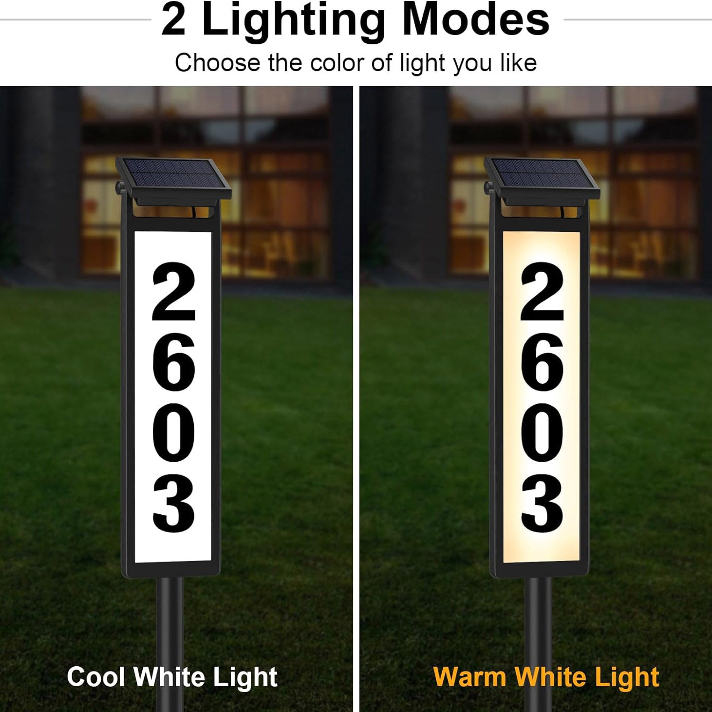 Solar LED Illuminated Address Sign – Outdoor Waterproof House Number Plaque (Black)