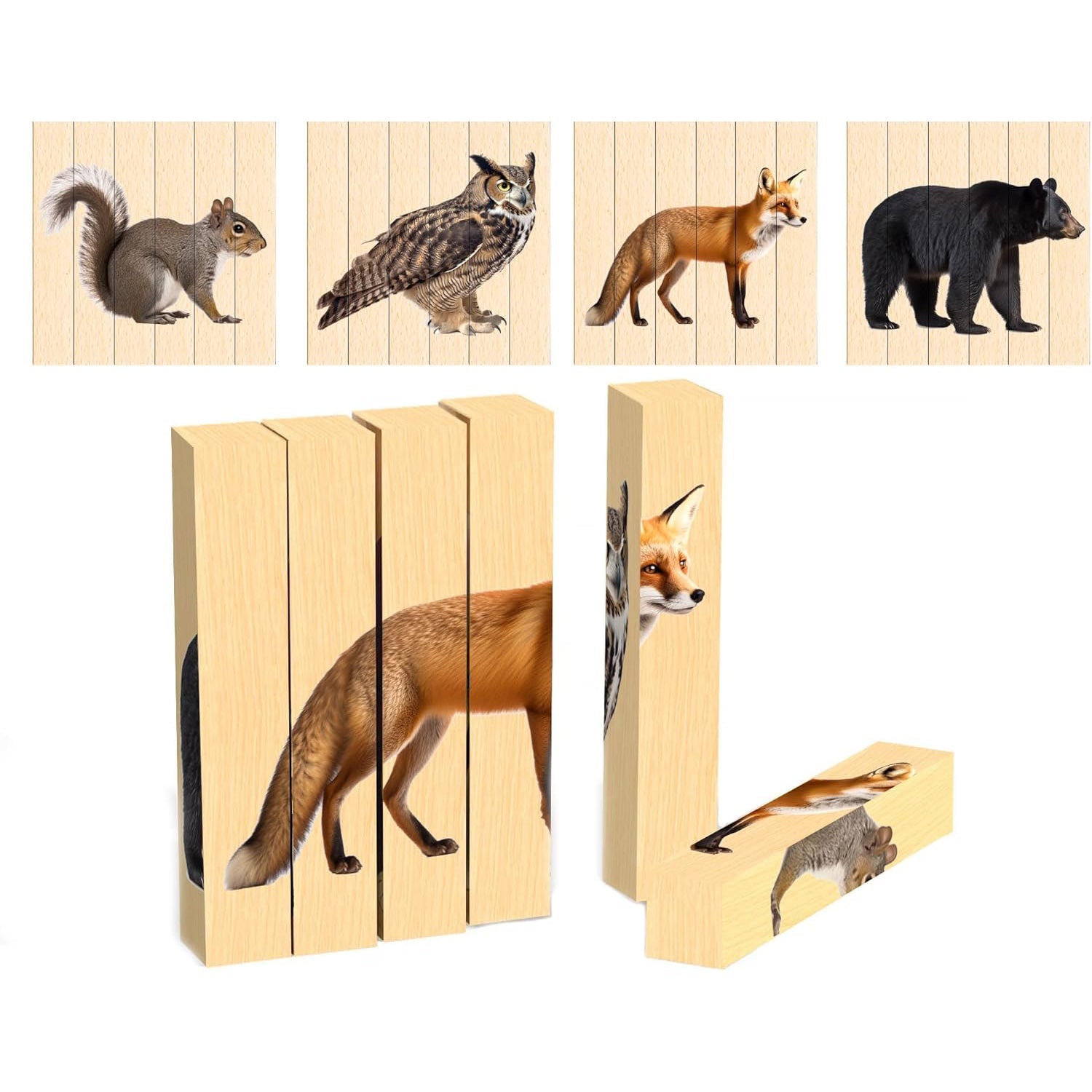 Wooden Animal Chunky Puzzles for Toddlers 2 Plus Years