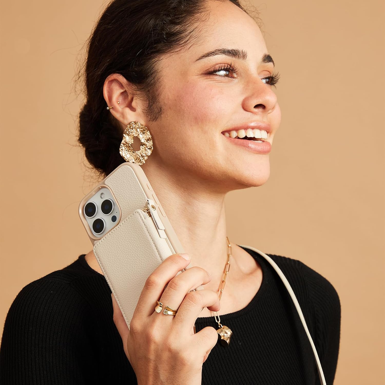 Wallet Case Crossbody – Card Holder Phone Purse with Wrist Strap, Blocking Zipper Cover