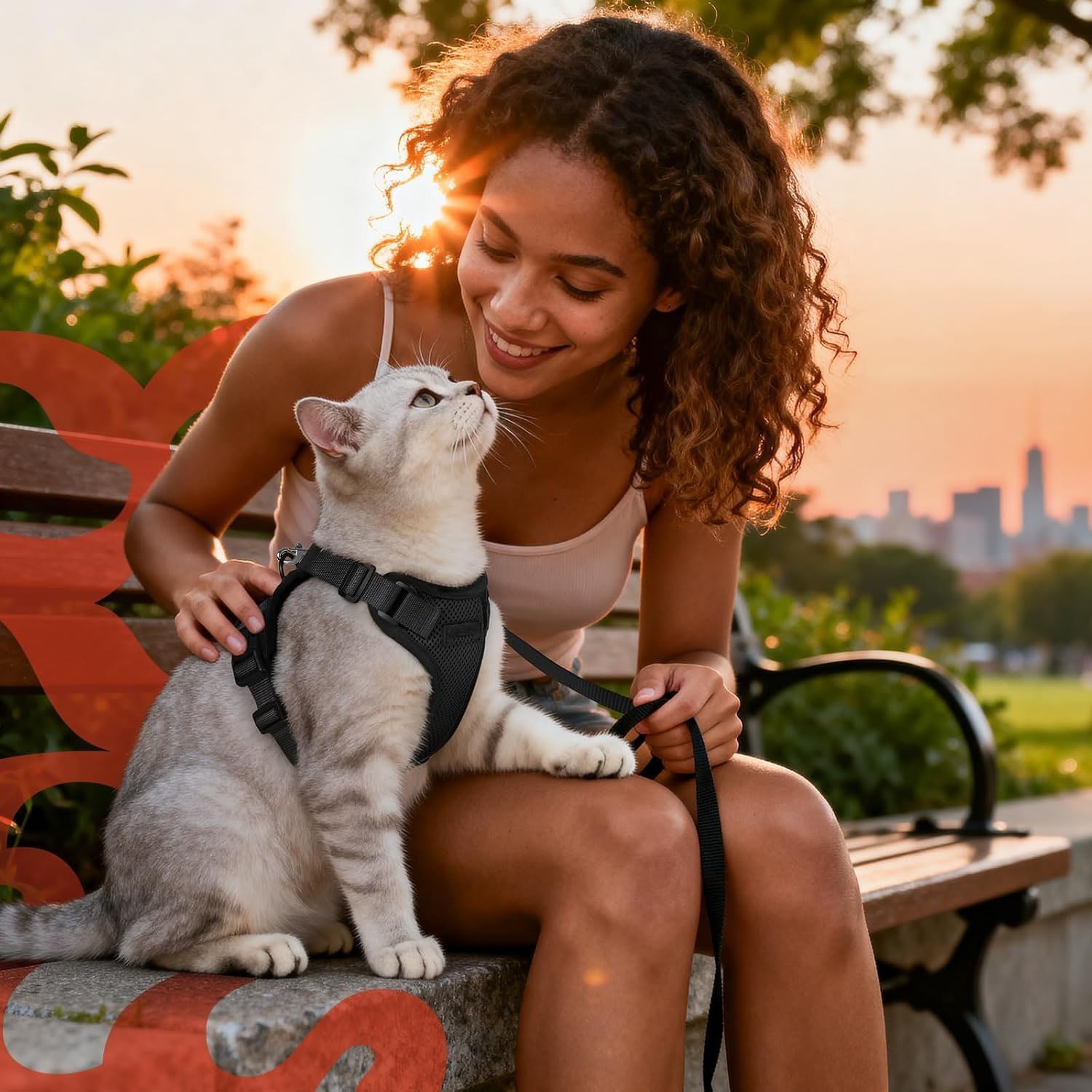 Cat Harness Vest – Escape-Proof, Soft Adjustable, Breathable with Reflective Stripe