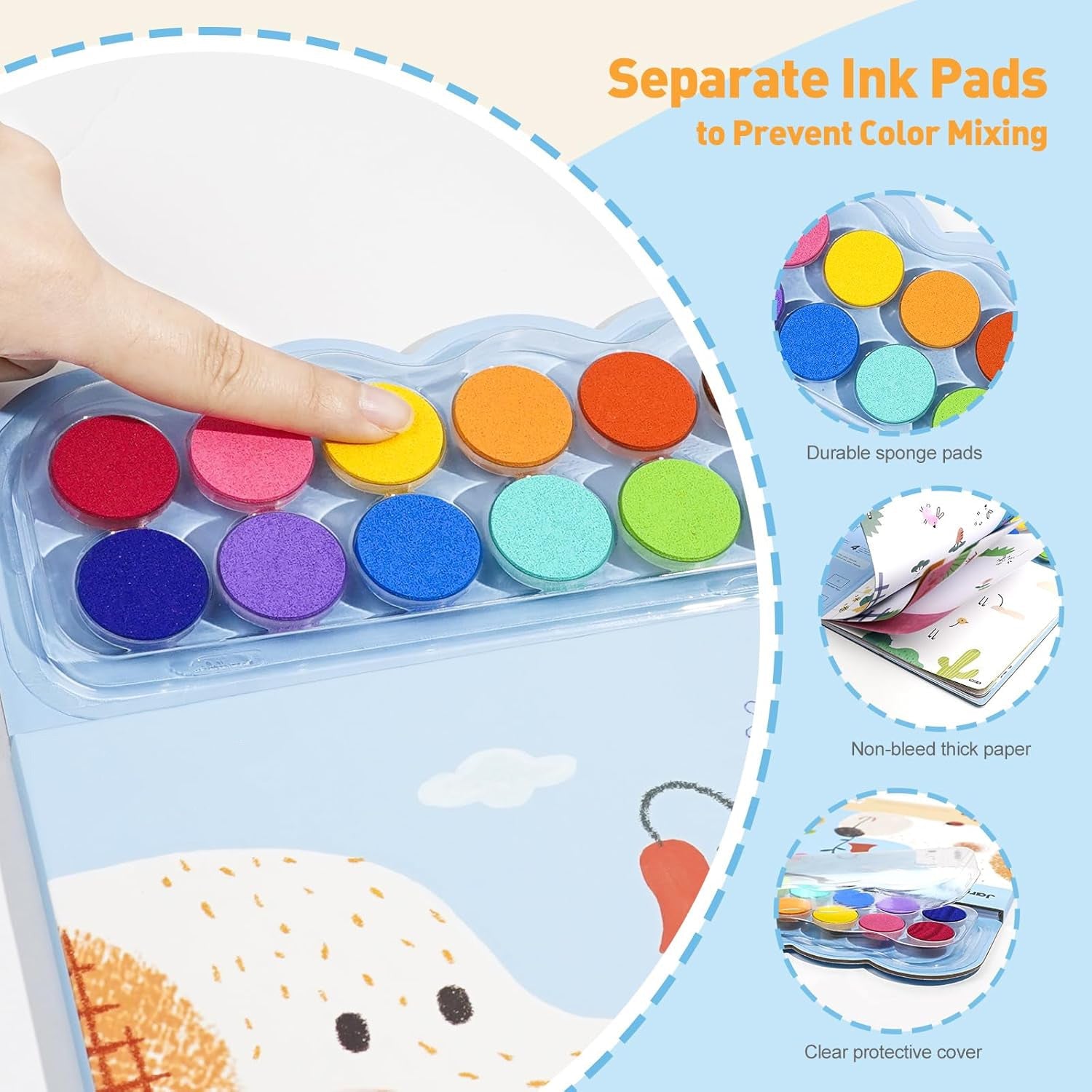 Fingerprint Coloring Book for Kids – 12 Colors Finger Painting Activity Book